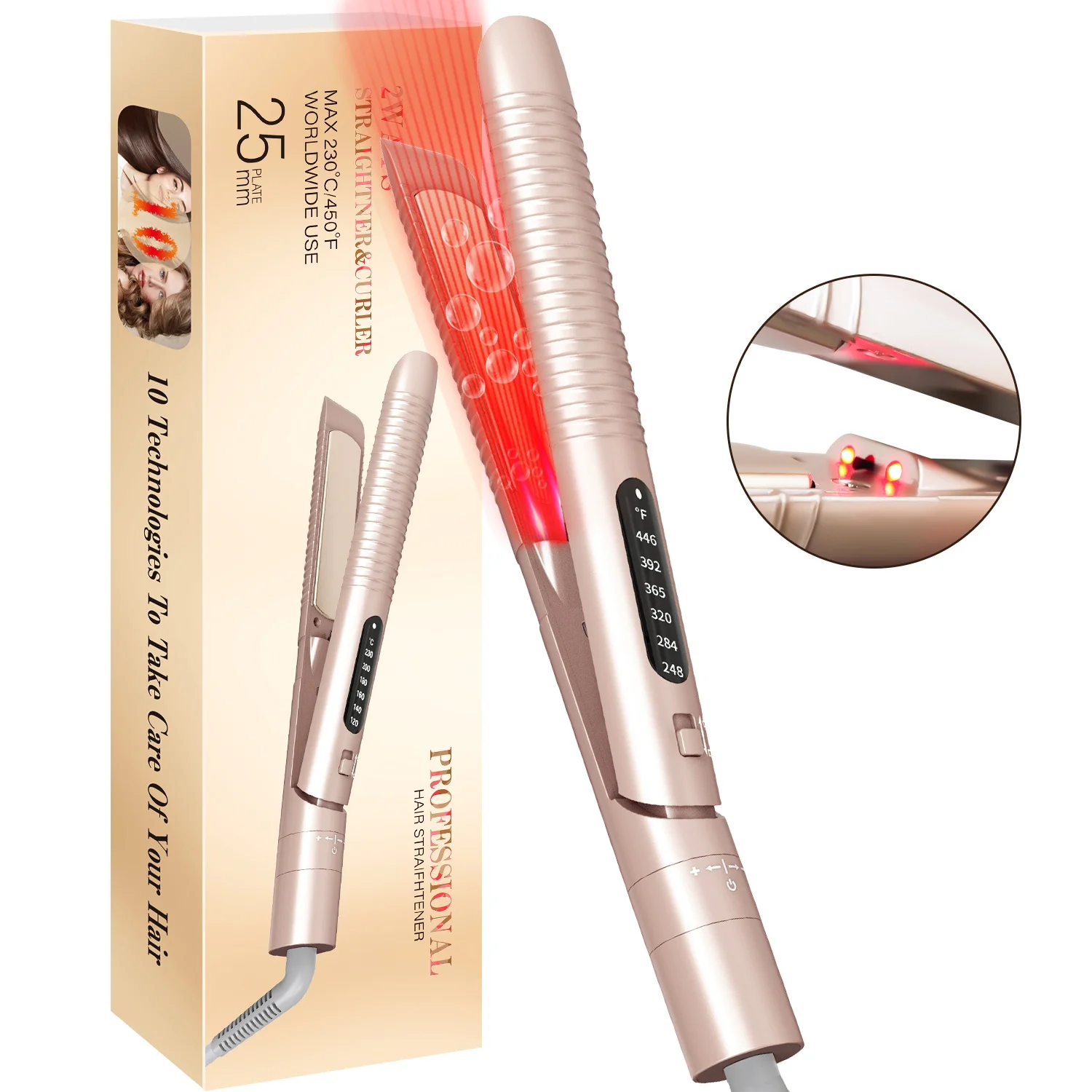 High-Temperature 2-in-1 Multifunction LCD Screen Electric Splint Ceramic Infrared Negative Ion Hair Straightener USB Household
High-Temperature 2-in-1 Multifunction LCD Screen Electric Splint Ceramic Infrared Negative Ion Hair Straightener USB Household
