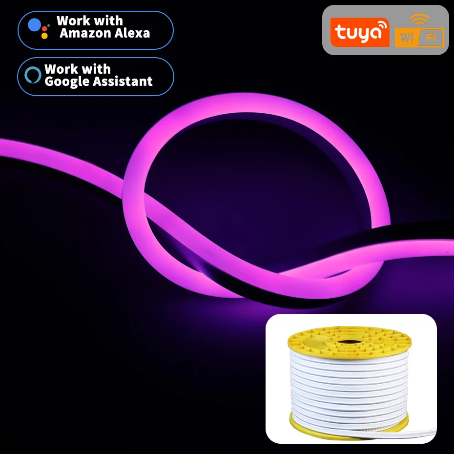 UK Plug 220V Tuya Smart RGB LED Neon Strip Light Dimmable RGB Lamp Tape RF Remote Control Flexible Ribbon For Home Decoration
UK Plug 220V Tuya Smart RGB LED Neon Strip Light Dimmable RGB Lamp Tape RF Remote Control Flexible Ribbon For Home Decoration