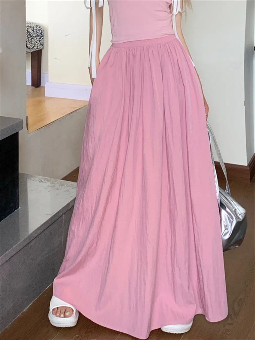 Alien Kitty Pink Solid Maxi Skirts Women Sweet Chic Loose All Match 2023 Mujer Daily Summer Office Lady Slim New Casual Gentle 
Alien Kitty Pink Solid Maxi Skirts Women Sweet Chic Loose All Match 2023 Mujer Daily Summer Office Lady Slim New Casual Gentle