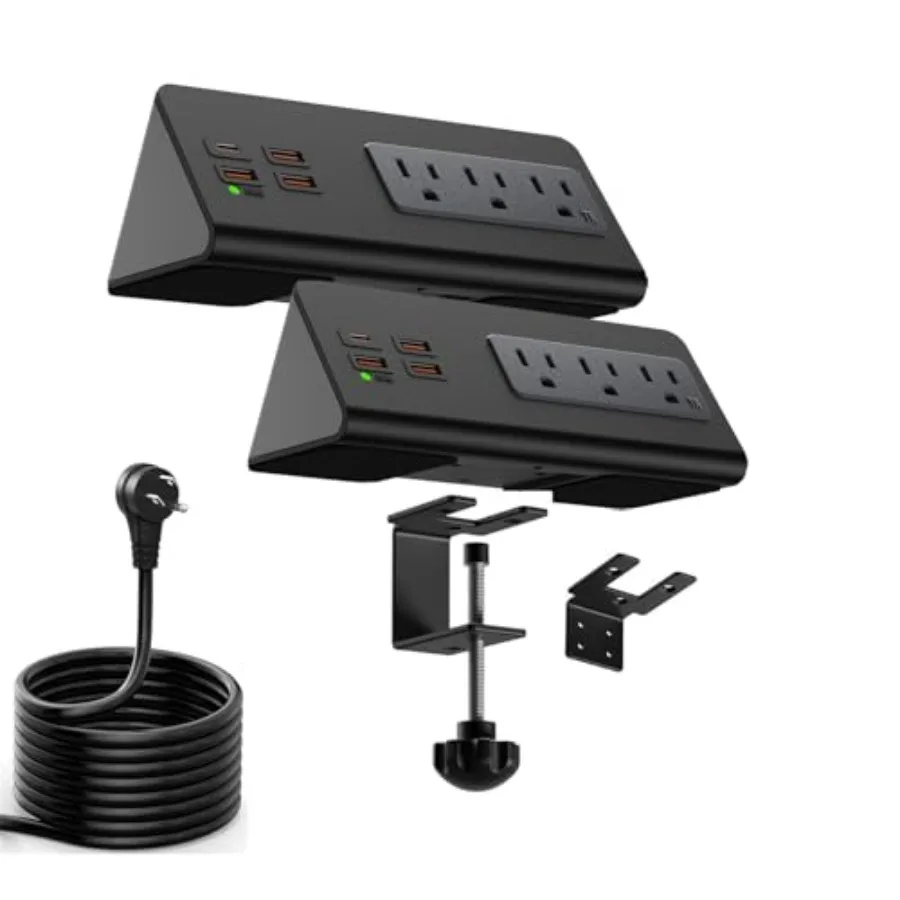 Upgraded Version Edge Mount Power Strip with USBC Ports Tabletop Surge Protector Desk Clamp Power Sockets with 3 AC Outlets and
Upgraded Version Edge Mount Power Strip with USBC Ports Tabletop Surge Protector Desk Clamp Power Sockets with 3 AC Outlets and