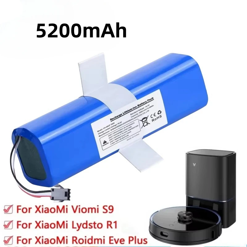 New 14.4V Battery Pack 5200mAh For XiaoMi Lydsto R1 Viomi S9 Roidmi Eve Plus Rechargeable Li-ion Battery Robot Vacuum Cleaner
New 14.4V Battery Pack 5200mAh For XiaoMi Lydsto R1 Viomi S9 Roidmi Eve Plus Rechargeable Li-ion Battery Robot Vacuum Cleaner