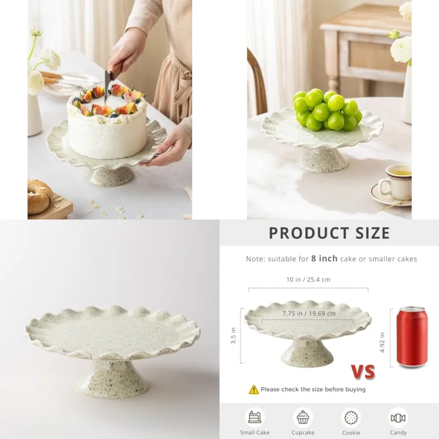 Ceramic Cake Stand, Small Cake Plate for 8 Inch Cake, Vintage Cake Pedestal Stand with Ruffle Trim for Mother's Day, Cupcake St
Ceramic Cake Stand, Small Cake Plate for 8 Inch Cake, Vintage Cake Pedestal Stand with Ruffle Trim for Mother's Day, Cupcake St