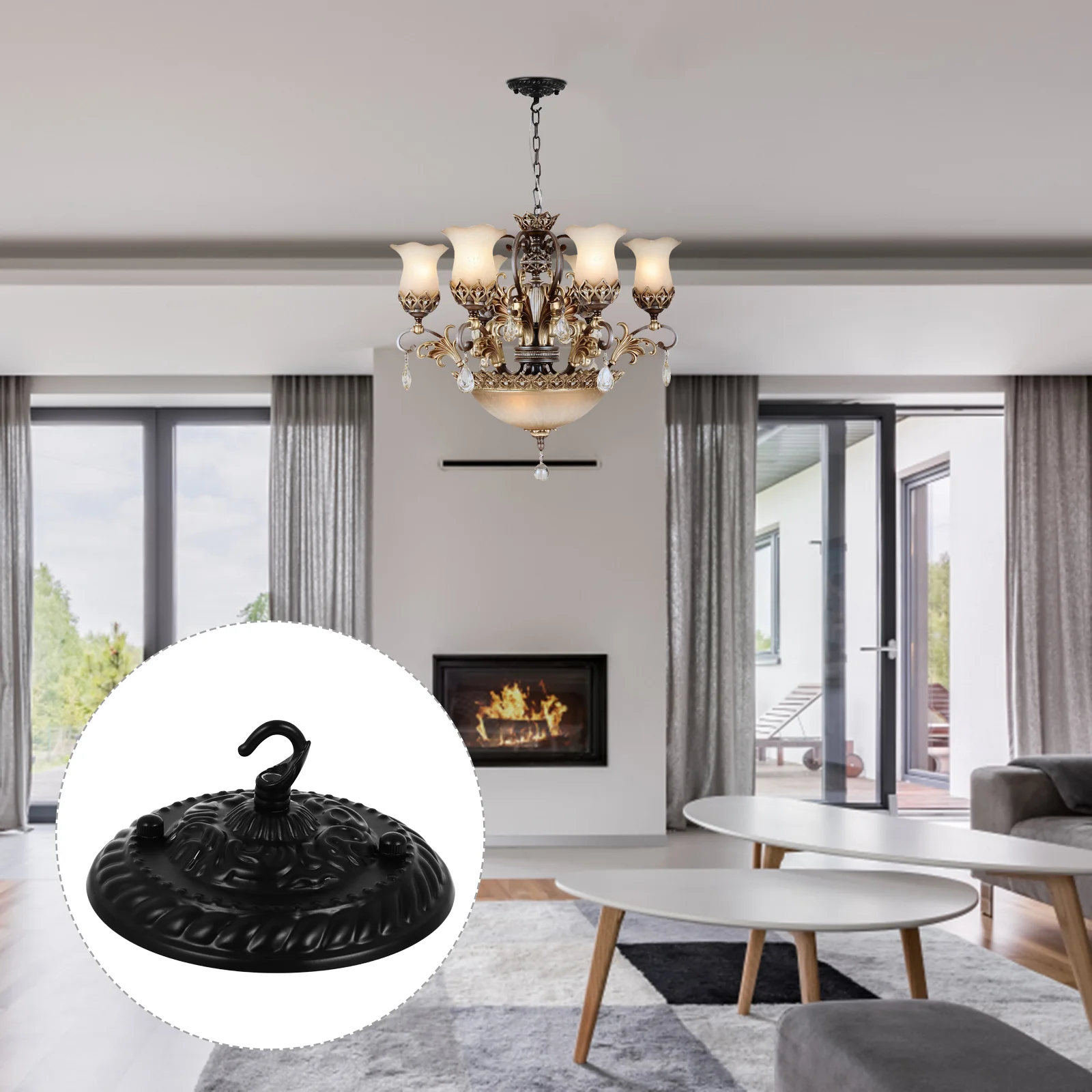 Ceiling Light Chandelier Shade Hook Retro Canopy Plate with Lamp Base Black Vintage
Ceiling Light Chandelier Shade Hook Retro Canopy Plate with Lamp Base Black Vintage