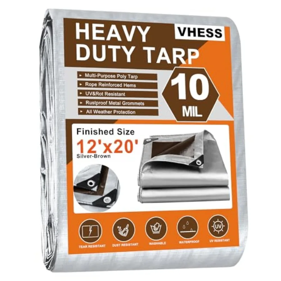 Tarps Heavy Duty Waterproof, 10 Mil Multipurpose Poly Tarp Cover, tarp Waterproof UV Resistant TearandFade Resistant, Outdoor T
Tarps Heavy Duty Waterproof, 10 Mil Multipurpose Poly Tarp Cover, tarp Waterproof UV Resistant TearandFade Resistant, Outdoor T