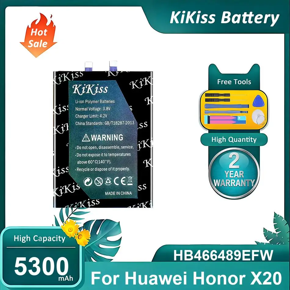 KiKiss Battery For Huawei Honor X20,HB466489EFW,5300mAh
KiKiss Battery For Huawei Honor X20,HB466489EFW,5300mAh