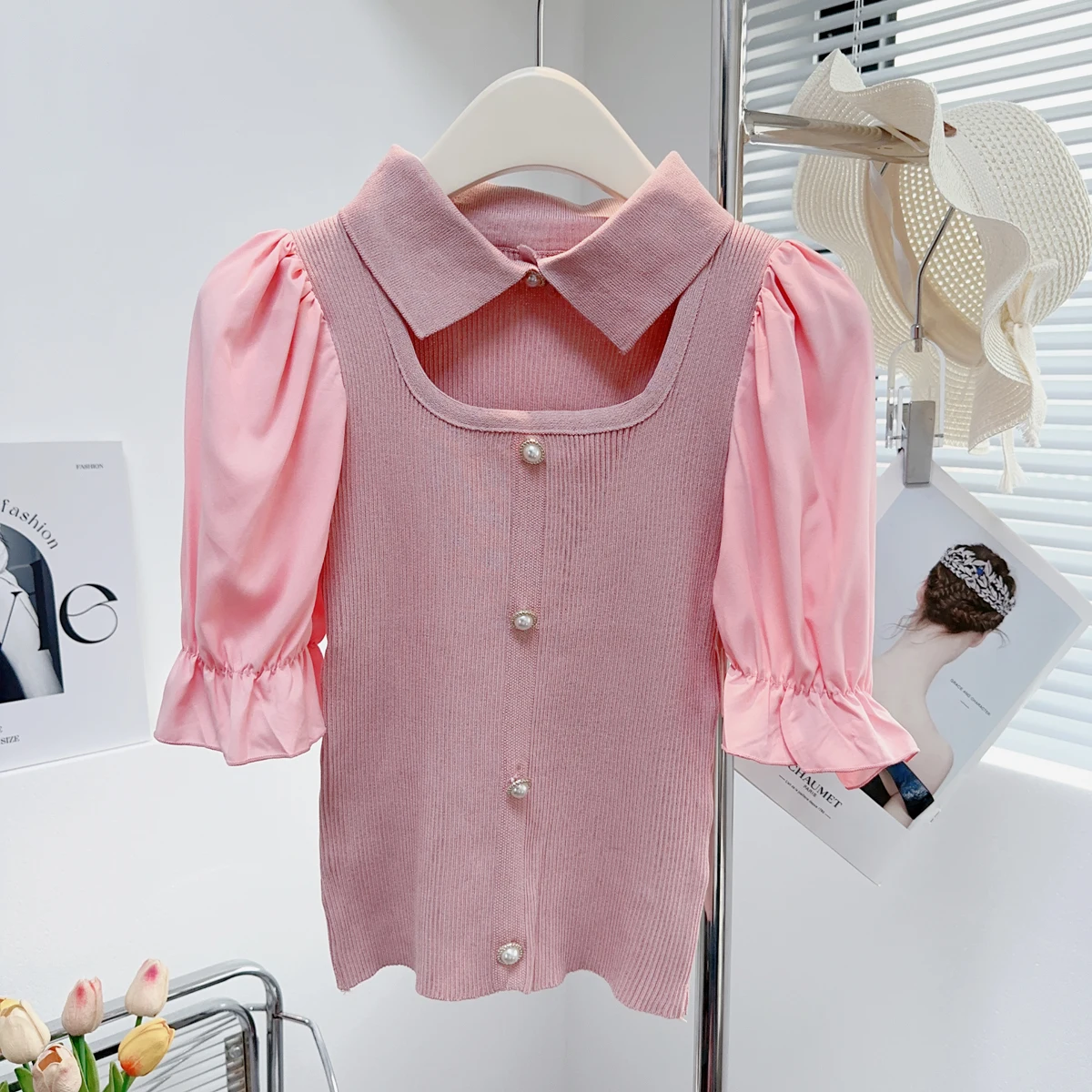 Turn Down Collar Spliced Knitted Shirt Woman Puff Long-sleeved Tops Mujer 2023 New Autumn Summer Sweater Pullover Women Clothing
Turn Down Collar Spliced Knitted Shirt Woman Puff Long-sleeved Tops Mujer 2023 New Autumn Summer Sweater Pullover Women Clothing