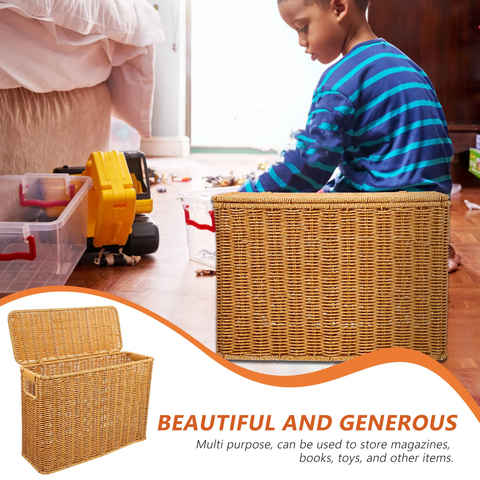 woven storage basket Sundries Organizing Basket with Lid Decorative Organizer with Lid and Handle Magazine Toys Container
woven storage basket Sundries Organizing Basket with Lid Decorative Organizer with Lid and Handle Magazine Toys Container