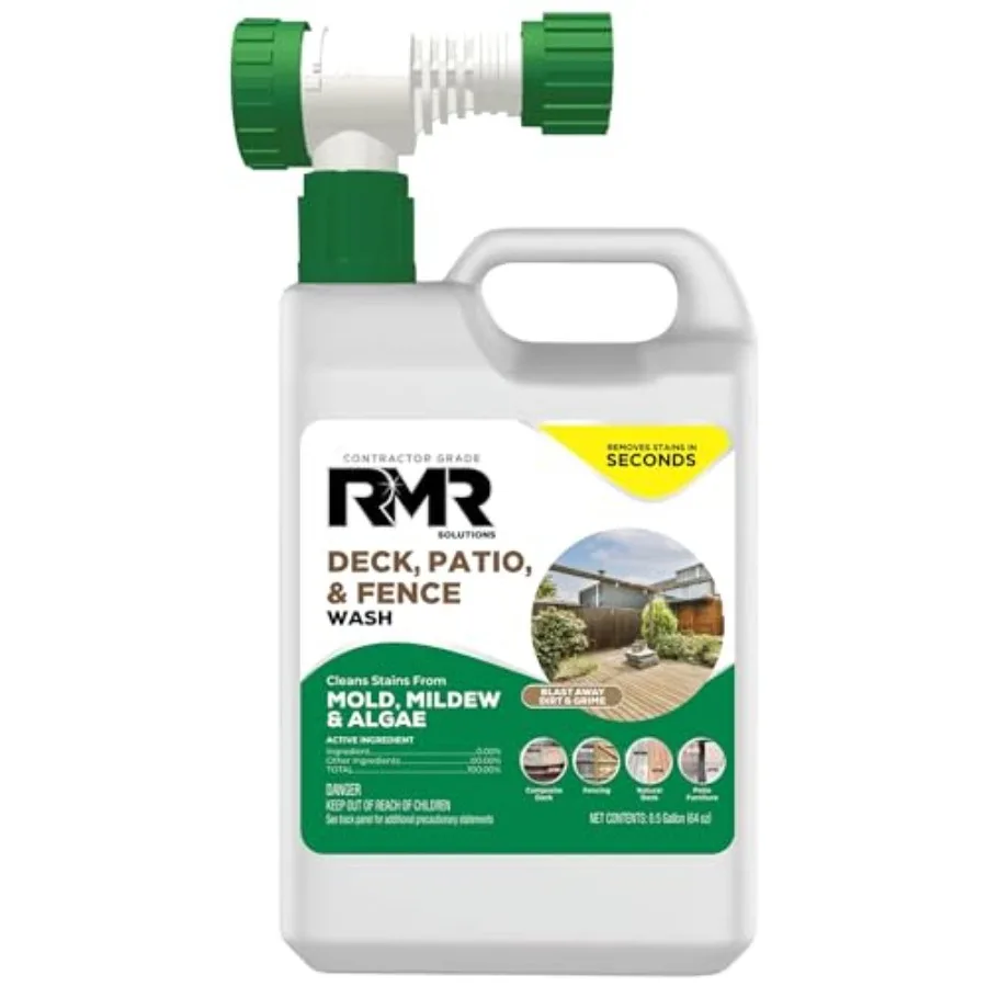 RMR Deck, Patio, and Fence Wash - Commercial-Grade Outdoor Stain Remover for Mold, Mildew, and Algae, 64 Ounce Bottle with Hose
RMR Deck, Patio, and Fence Wash - Commercial-Grade Outdoor Stain Remover for Mold, Mildew, and Algae, 64 Ounce Bottle with Hose