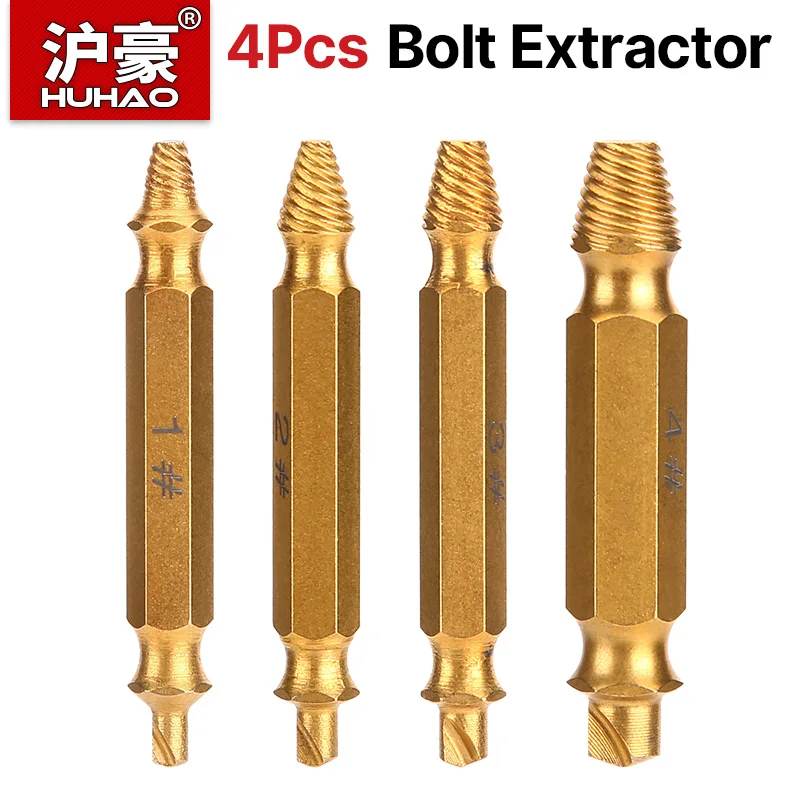 HUHAO 4PCS HSS Double Head Screw Extractor Set Damaged Bolt Remover Broken Screw Removal Tool Kit for Power Drill Accessories
HUHAO 4PCS HSS Double Head Screw Extractor Set Damaged Bolt Remover Broken Screw Removal Tool Kit for Power Drill Accessories