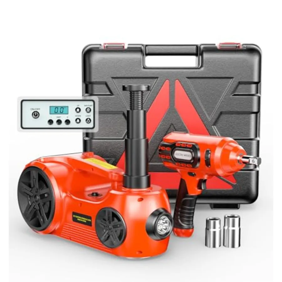 3-in-1 Electric Hydraulic Car Jack Kit 5 Ton Lift Range 20.9 Inch with Digital Display with Tire Inflator LED Portable 12V Floo
3-in-1 Electric Hydraulic Car Jack Kit 5 Ton Lift Range 20.9 Inch with Digital Display with Tire Inflator LED Portable 12V Floo