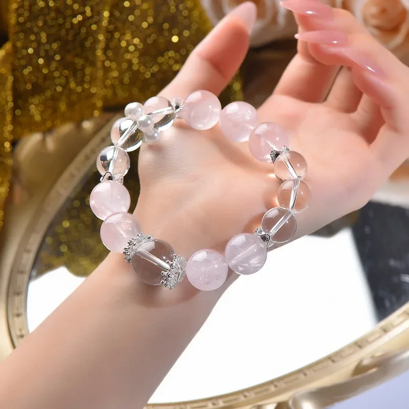 Natural Pink Crystal Running Ring, White Crystal Bracelet, Women's Light Luxury Fashion Bracelet, Gift.
Natural Pink Crystal Running Ring, White Crystal Bracelet, Women's Light Luxury Fashion Bracelet, Gift.