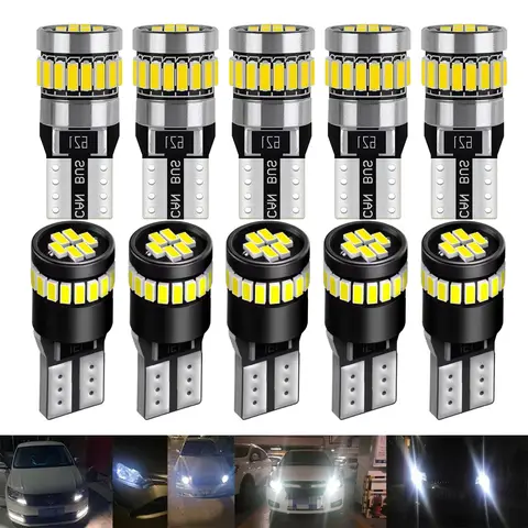 Canbus LED Bulb 1- 10Pcs Auto 194 T10 LED Lights 3014 SMD W5W LED Bulb Canbus No Error Car Interior Lighting Automotive Dome Lamp 6000K White