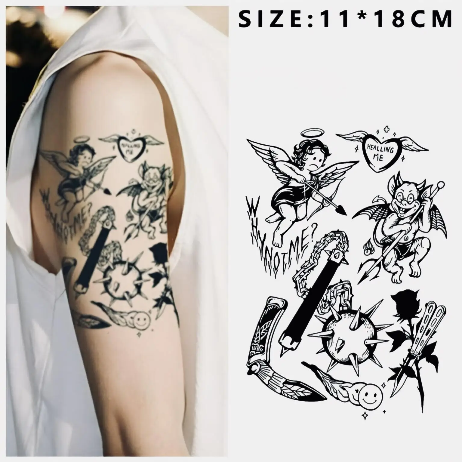 Between Good and Evil Temporary Tattoos,Tattoo Stickers,Waterproof Long-Lasting 15 Days,Semi-Permanent Fake Tattoo,body art
Between Good and Evil Temporary Tattoos,Tattoo Stickers,Waterproof Long-Lasting 15 Days,Semi-Permanent Fake Tattoo,body art