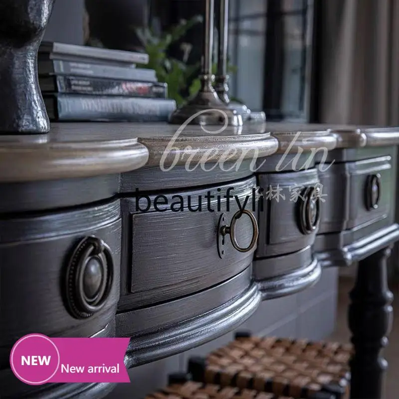 C45 American retro style solid wood desk medieval home writing table long porch table
C45 American retro style solid wood desk medieval home writing table long porch table