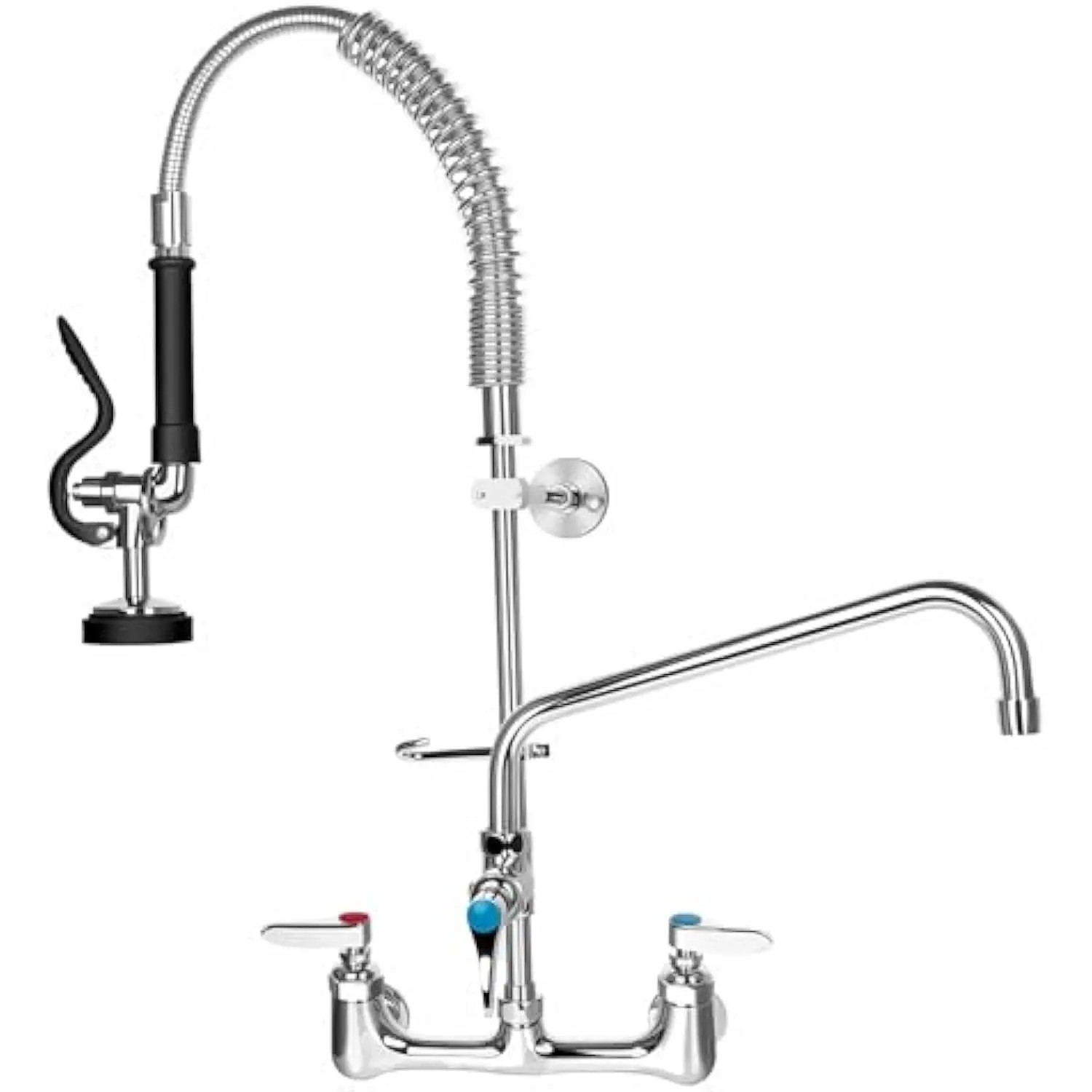 Commercial Faucet with Pre-Rinse Sprayer 8 Adjustable Center Wall Mount Kitchen Faucet 12 Swivel Spout 25 Height Compartment Si
Commercial Faucet with Pre-Rinse Sprayer 8 Adjustable Center Wall Mount Kitchen Faucet 12 Swivel Spout 25 Height Compartment Si