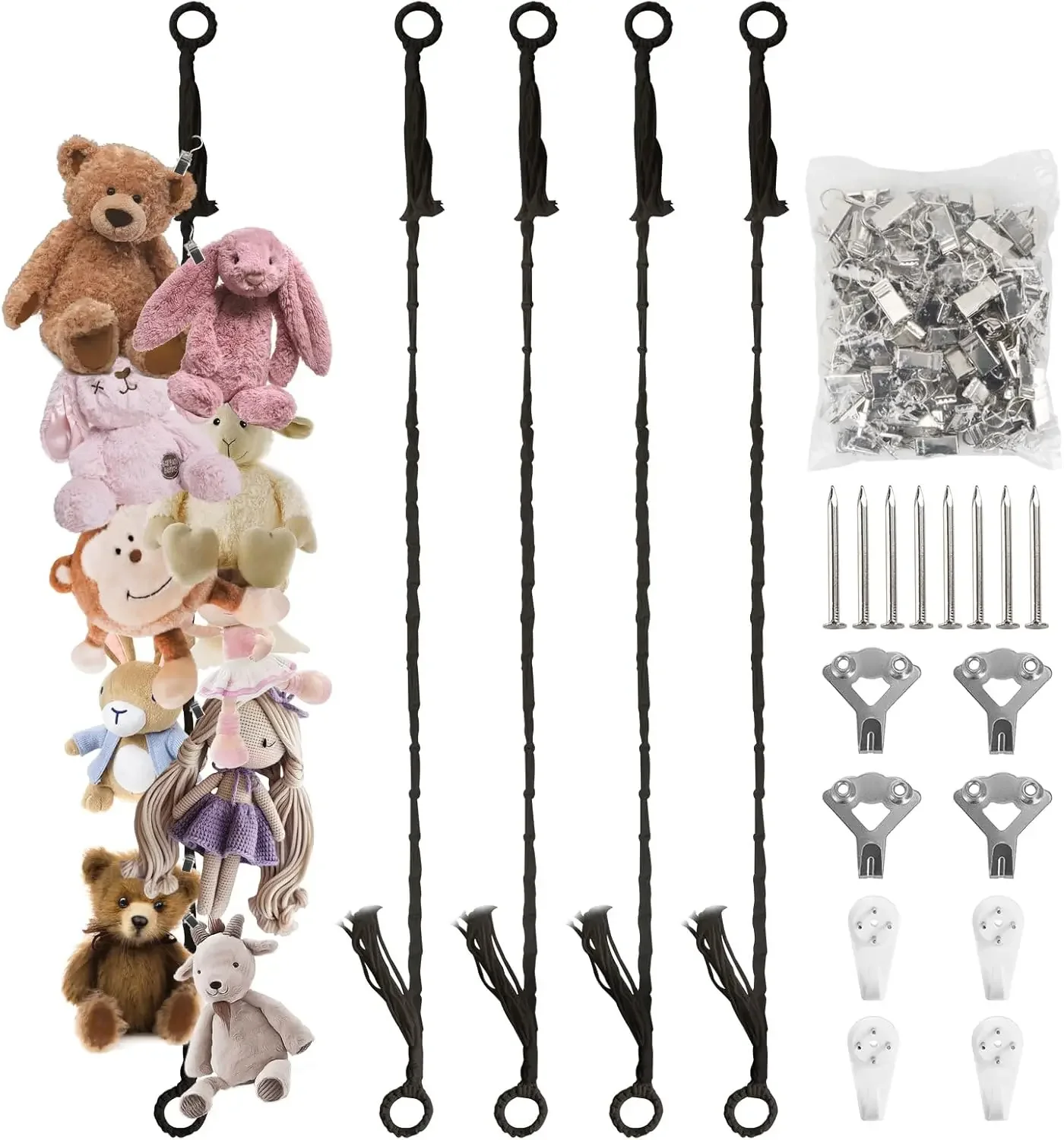 80-Inch Stuffed Animal Storage Chain with 80 Clips, 4-Pack Black Cotton Toy Display Hanger for Room Wall Corner
80-Inch Stuffed Animal Storage Chain with 80 Clips, 4-Pack Black Cotton Toy Display Hanger for Room Wall Corner