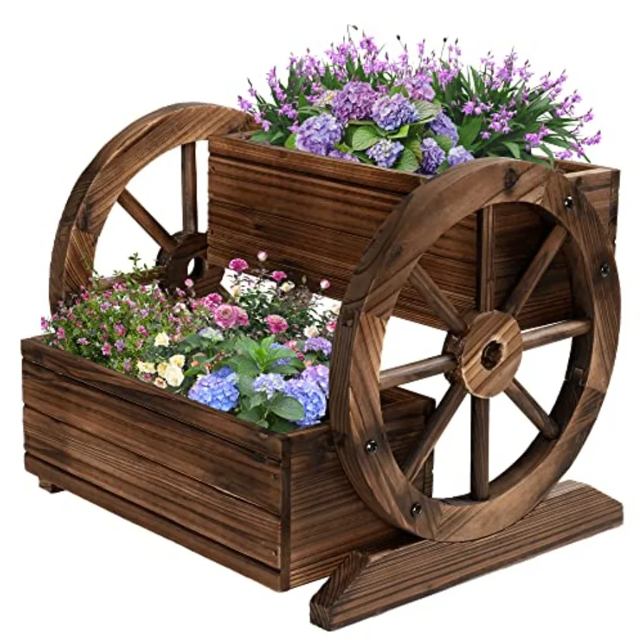 Wooden Wagon Planter Box Garden Planter with Wheels Decorative Planter for Flowers Herbs Vegetables for Indoor Outdoor Decor Fl
Wooden Wagon Planter Box Garden Planter with Wheels Decorative Planter for Flowers Herbs Vegetables for Indoor Outdoor Decor Fl
