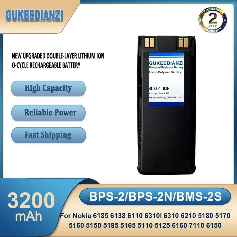 BPS-2/BPS-2N/BMS-2S 3200mAh Mobile Phone Battery For Nokia 6185 6138 6110 6310I 6310 6210 5180 5170 5160 5150 5185
BPS-2/BPS-2N/BMS-2S 3200mAh Mobile Phone Battery For Nokia 6185 6138 6110 6310I 6310 6210 5180 5170 5160 5150 5185