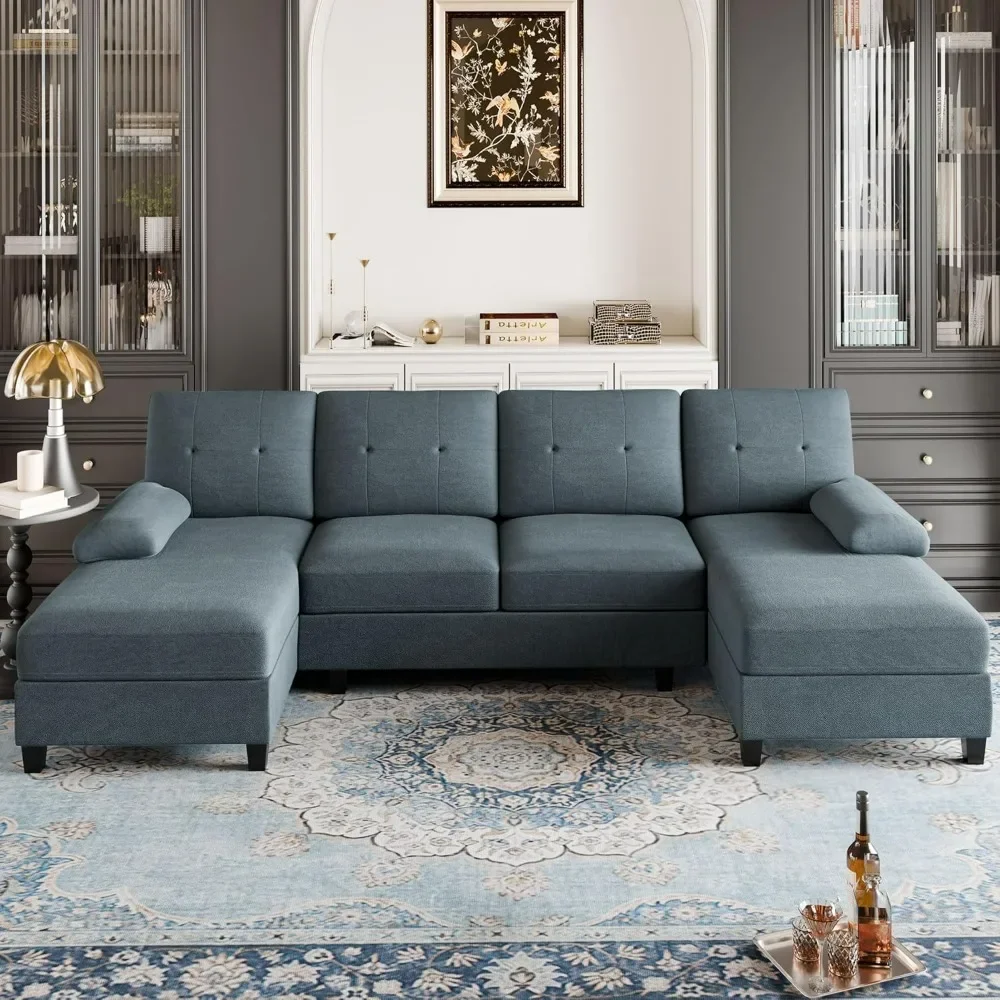 Sectional Couches for Living Room, U Sofa Shaped Couch with Double Chaise, 4-Seat Living Room Furniture Sets with Soft Cushion
Sectional Couches for Living Room, U Sofa Shaped Couch with Double Chaise, 4-Seat Living Room Furniture Sets with Soft Cushion