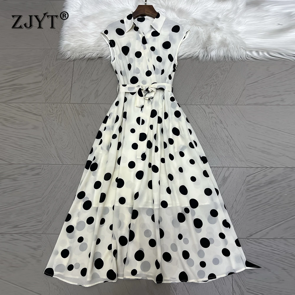 ZJYT Summer Fashion Women's Vintage Dot Print White Dress Elegant Vestidos Sleeveless Lace Up Aline Casual Holiday Dresses Lady
ZJYT Summer Fashion Women's Vintage Dot Print White Dress Elegant Vestidos Sleeveless Lace Up Aline Casual Holiday Dresses Lady