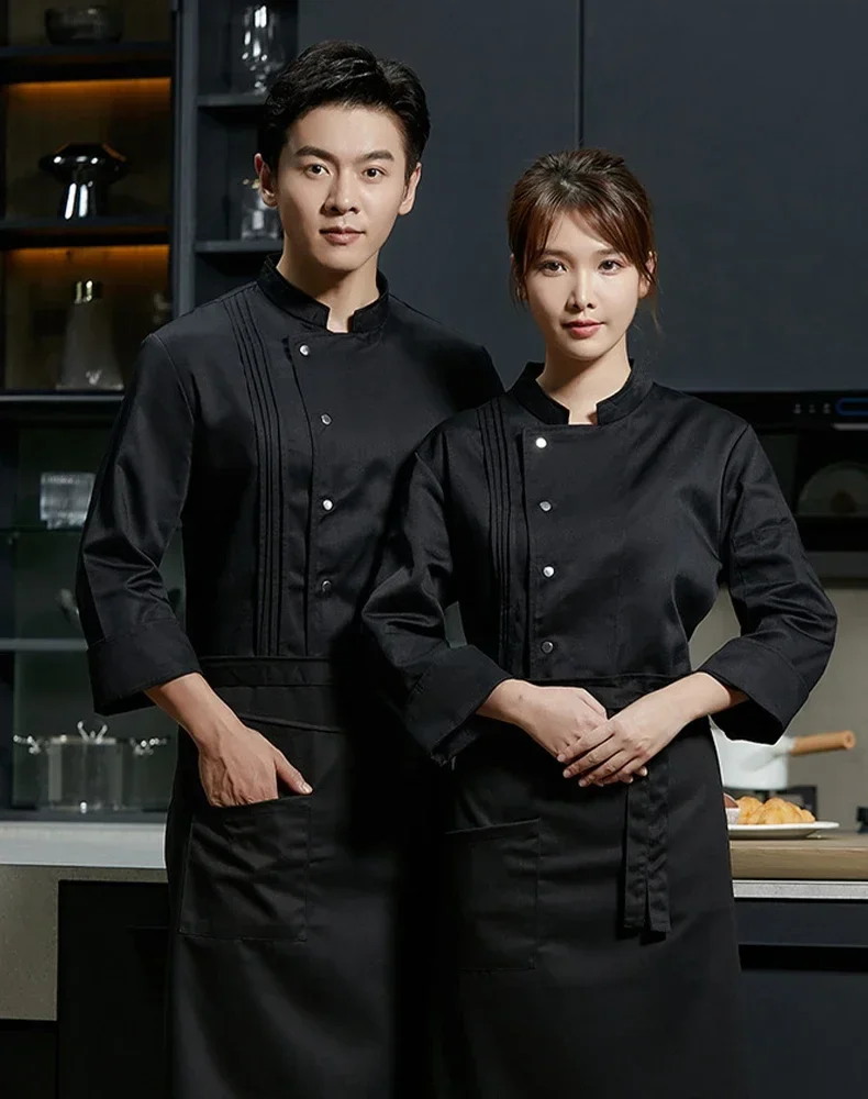 Chef Uniform Long Sleeve Set Restaurant Hotel Kitchen Work Suit Men's and Women's Breathable Thin Jacket+Apron Two Piece Set
Chef Uniform Long Sleeve Set Restaurant Hotel Kitchen Work Suit Men's and Women's Breathable Thin Jacket+Apron Two Piece Set