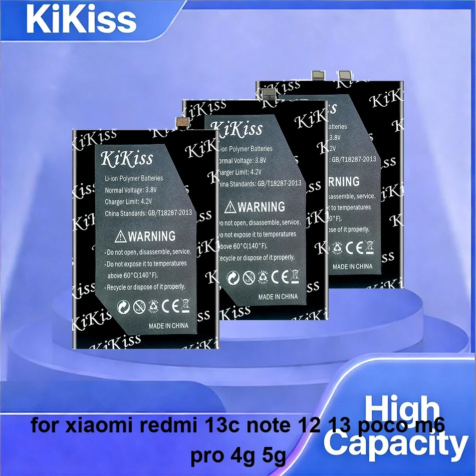 Mobile Phone Battery Stable BN5Q BM5R BN5T 5500-5600mAh For Xiaomi Redmi 13C Note 12 13 Poco M6 Pro 4G 5G
Mobile Phone Battery Stable BN5Q BM5R BN5T 5500-5600mAh For Xiaomi Redmi 13C Note 12 13 Poco M6 Pro 4G 5G