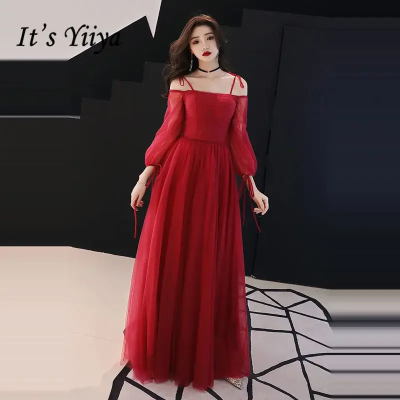 It's YiiYa Customized Evening Dress Wine Red Tulle Spaghetti Strap A-line Floor-length Plus size Woman Gown SB019 robe de soiree
It's YiiYa Customized Evening Dress Wine Red Tulle Spaghetti Strap A-line Floor-length Plus size Woman Gown SB019 robe de soiree
