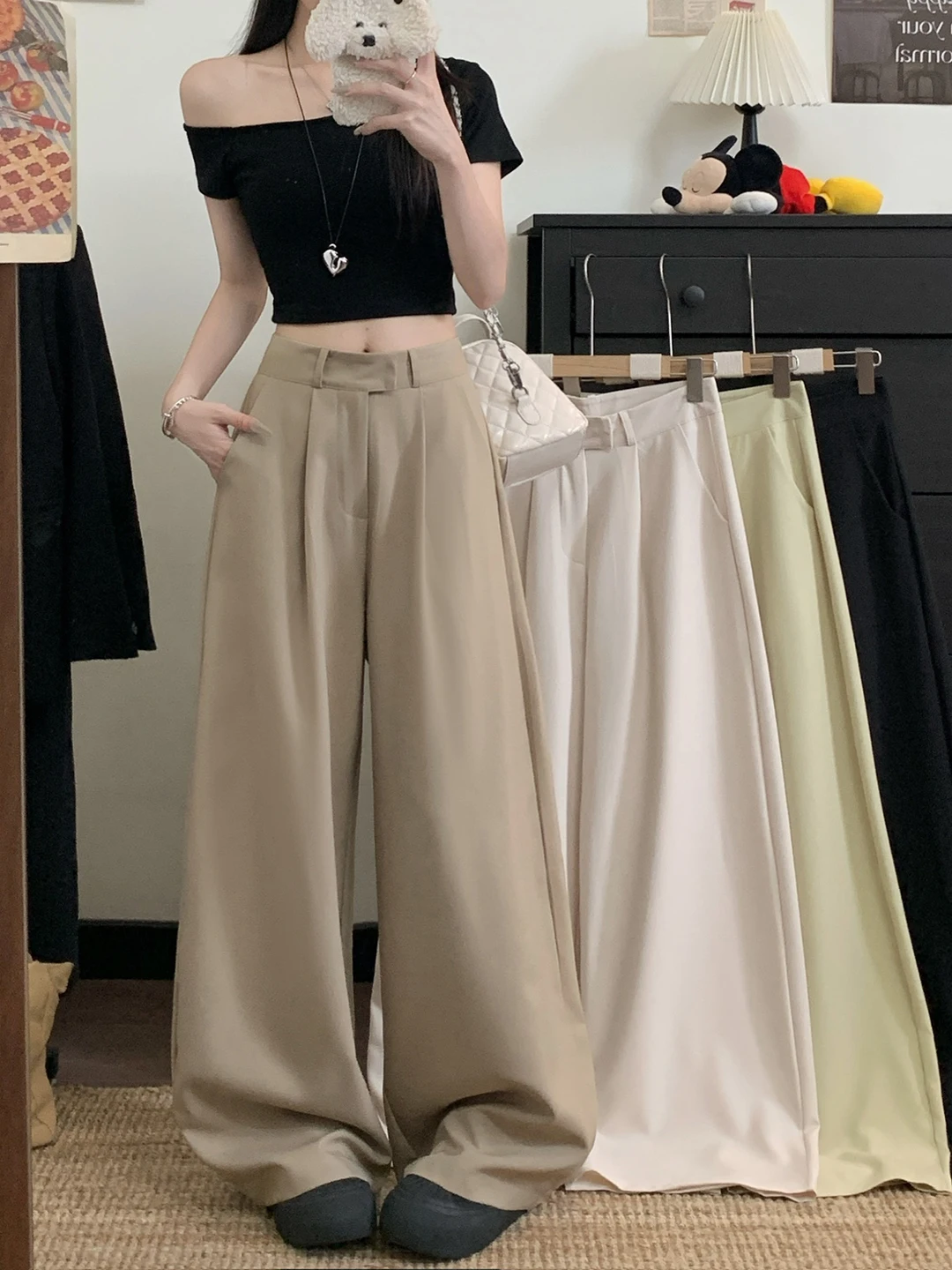2026 New Pure Color Wide Leg Pants Women's Loose Drapey Casual Floor-Length Trousers High Waist Design Fashionable
2026 New Pure Color Wide Leg Pants Women's Loose Drapey Casual Floor-Length Trousers High Waist Design Fashionable
