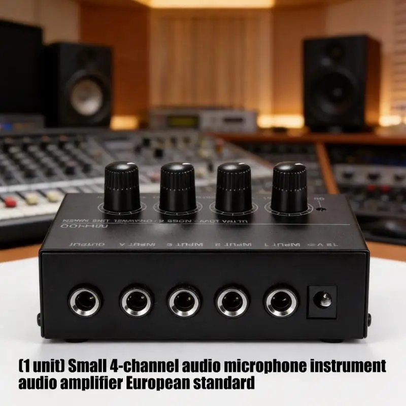 31BA 4 Way Sound Amplifier Headphone Auditory Mixer 4 In 1 Out For Microphones Guitars And Other Instrument
31BA 4 Way Sound Amplifier Headphone Auditory Mixer 4 In 1 Out For Microphones Guitars And Other Instrument