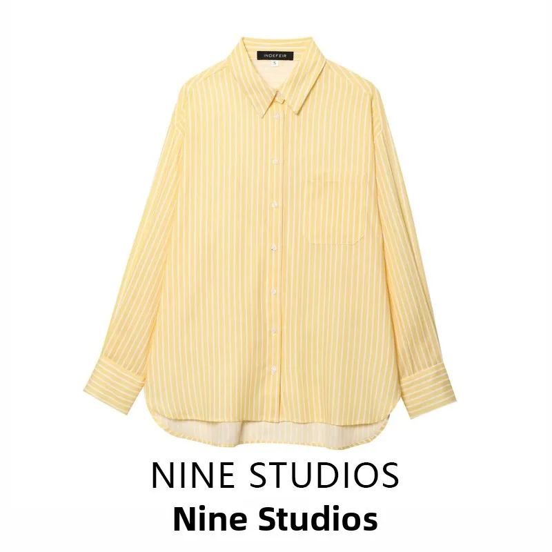 NINE ZA Women's Vintage Loose Casual Striped Long Sve irt Versatile Top Commute Sle Polyester Fiber Spring 2025
NINE ZA Women's Vintage Loose Casual Striped Long Sve irt Versatile Top Commute Sle Polyester Fiber Spring 2025