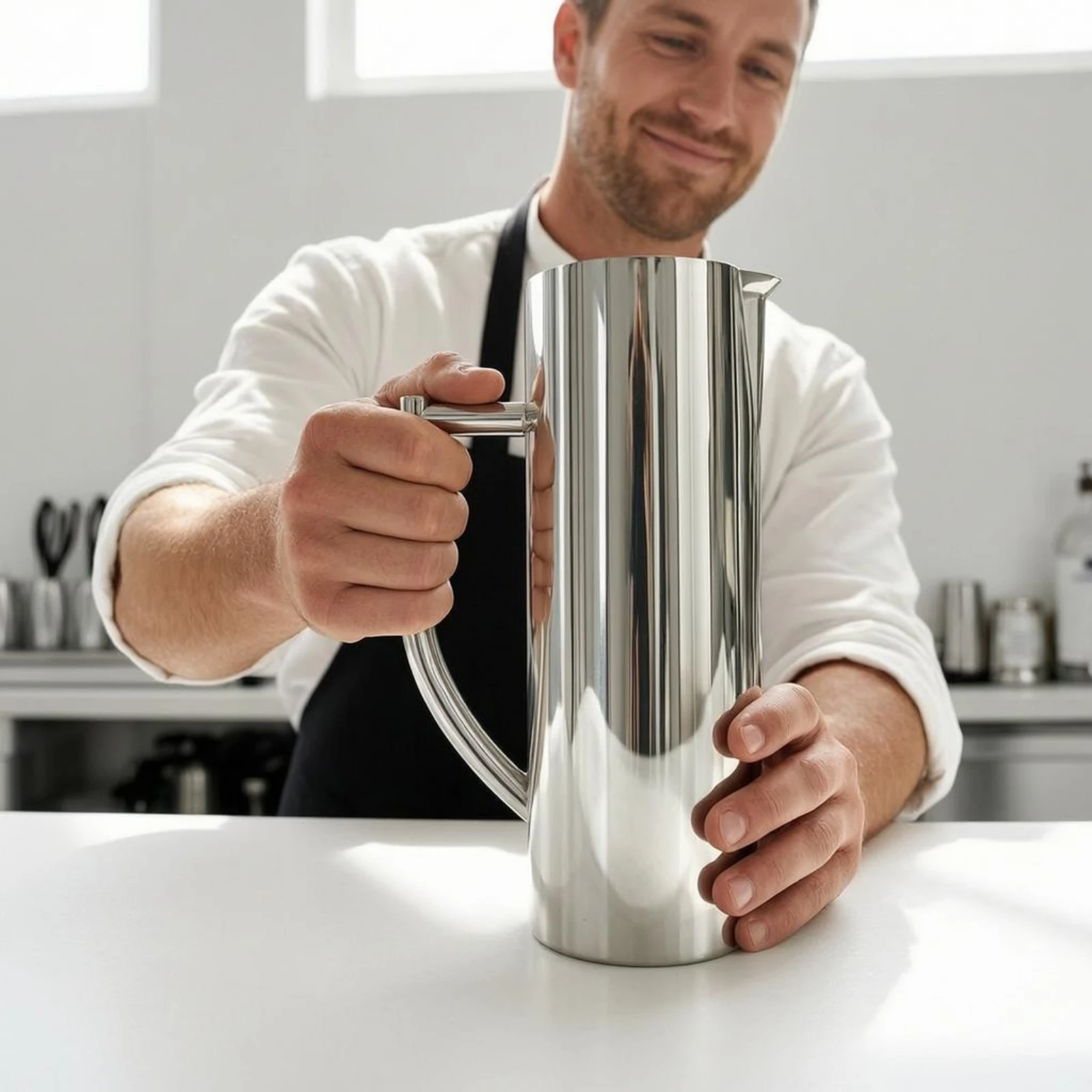 Stainless Steel Pitcher Narrow Pouring Lip Water Pitcher Metal Jug Single-Handled Beverage Jug Easy Pour Spout
Stainless Steel Pitcher Narrow Pouring Lip Water Pitcher Metal Jug Single-Handled Beverage Jug Easy Pour Spout