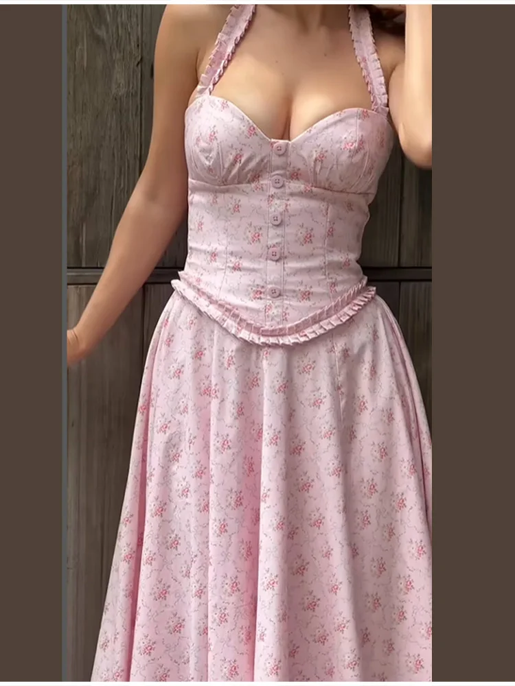 Sweet Pink Print Sling Dress Women Backless Off Shoulder Slim Fit Patchwork Ruffle A-line Gown New Summer Evening Party Vestido
Sweet Pink Print Sling Dress Women Backless Off Shoulder Slim Fit Patchwork Ruffle A-line Gown New Summer Evening Party Vestido