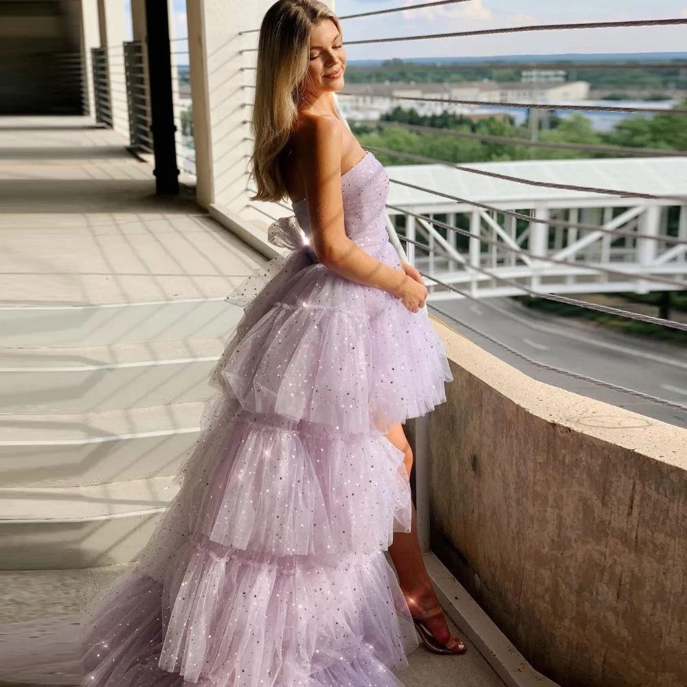 Выпускные платья для женщин Шикарные многоуровневые плиссированные вечерние платья без бретелек с высоким/низким вырезом Модные многослойные пышные тюлевые бальные платья Бальные платья 
Выпускные платья для женщин Шикарные многоуровневые плиссированные вечерние платья без бретелек с высоким/низким вырезом Модные многослойные пышные тюлевые бальные платья Бальные платья