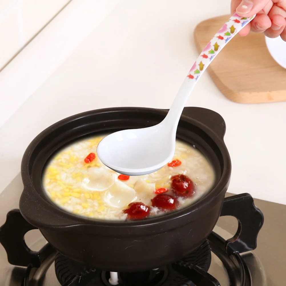 5 pcs Large Plastic Soup Spoon Imitation Ceramic Long Handle For Soup Porridge Rice Kitchen Utensil Ladle Scoop 
5 pcs Large Plastic Soup Spoon Imitation Ceramic Long Handle For Soup Porridge Rice Kitchen Utensil Ladle Scoop