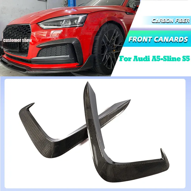 Car Front Bumper Fog Lamp Cover Trims for Audi A5-Sline S5 2017-2019 Carbon Fiber Racing Front Canards Fins Body Kits FRP
Car Front Bumper Fog Lamp Cover Trims for Audi A5-Sline S5 2017-2019 Carbon Fiber Racing Front Canards Fins Body Kits FRP