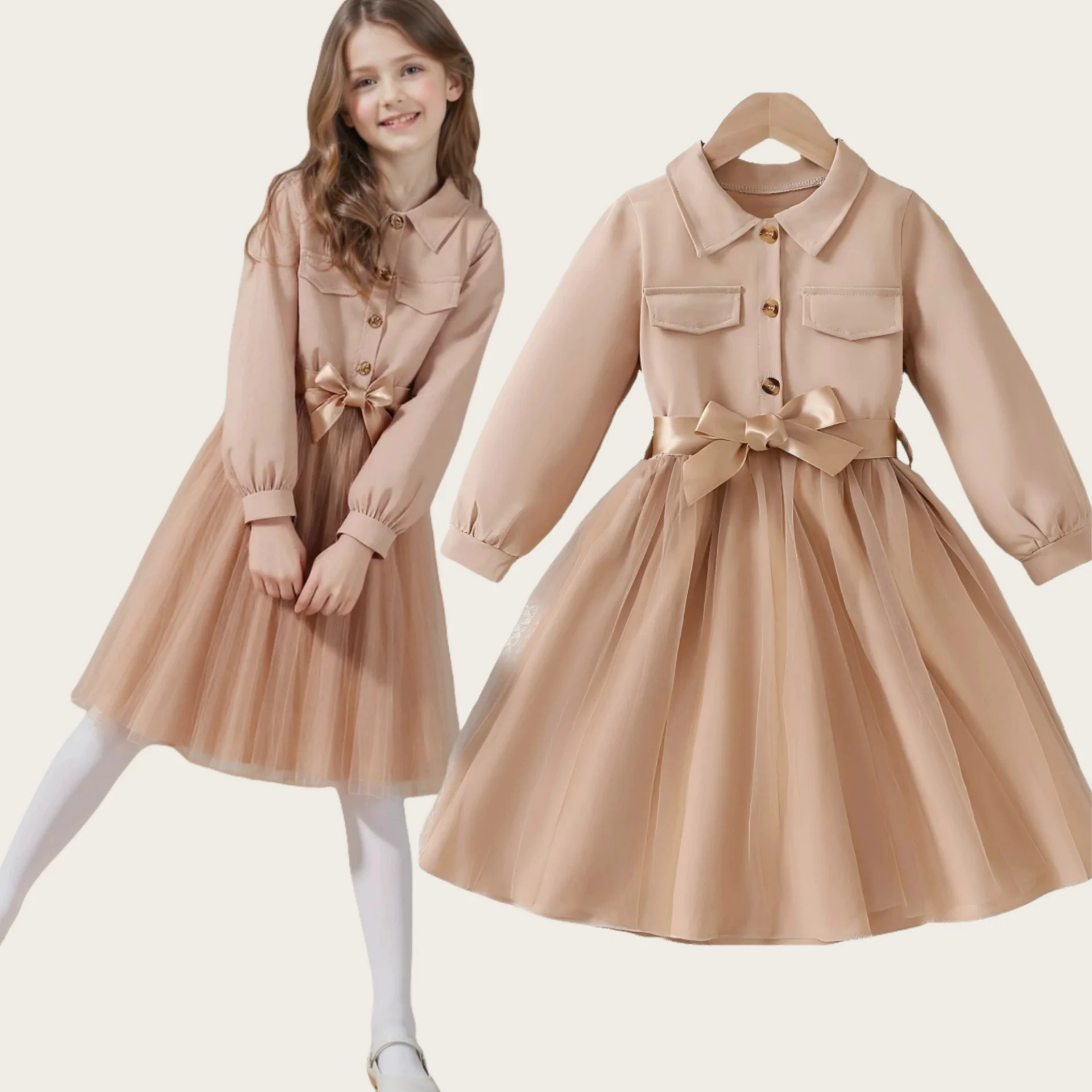 Chic Girls' Long-Sleeve Shirt Dress Knee-Length Outfits for Spring/Fall/Summer Outing Kids Dresses Girls Baby Clothing 4y To 7y
Chic Girls' Long-Sleeve Shirt Dress Knee-Length Outfits for Spring/Fall/Summer Outing Kids Dresses Girls Baby Clothing 4y To 7y