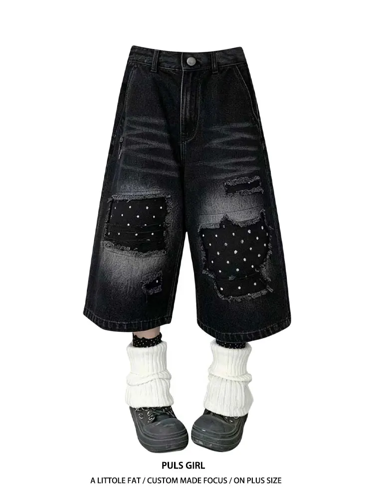 plus Size American Retro Washed Polka Dot Patchwork Denim Seven-Foot Pants Women Summer New Loose Slim Wide Leg Mid-Pants
plus Size American Retro Washed Polka Dot Patchwork Denim Seven-Foot Pants Women Summer New Loose Slim Wide Leg Mid-Pants