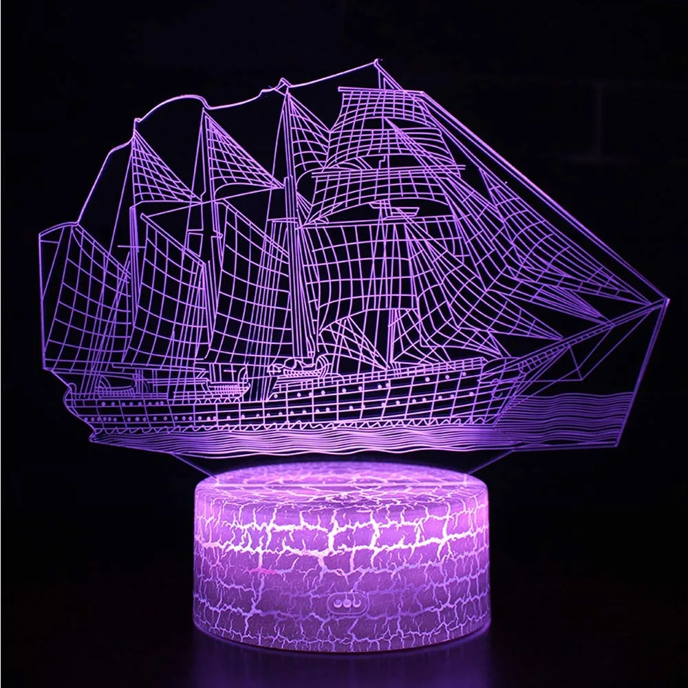 Морская лодка 3D светодиодная настольная лампа ночник сенсорный пульт дистанционного управления 7-цветное изменение искусства домашний декор для детской спальни праздничные рождественские подарки
Морская лодка 3D светодиодная настольная лампа ночник сенсорный пульт дистанционного управления 7-цветное изменение искусства домашний декор для детской спальни праздничные рождественские подарки