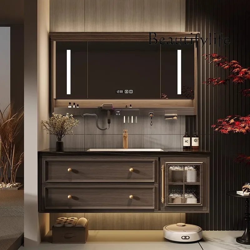 French retro rock slab oak paint bathroom cabinet combination bathroom washstand American high-end
French retro rock slab oak paint bathroom cabinet combination bathroom washstand American high-end