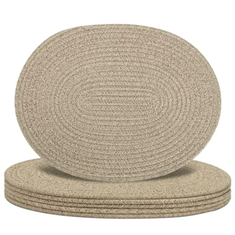 Oval Woven Placemats Set of 6, Boho Cotton Rope Braided Table Mats, 17x13 Inch Non Slip Heat Resistant Place Mats for Dining Ro
Oval Woven Placemats Set of 6, Boho Cotton Rope Braided Table Mats, 17x13 Inch Non Slip Heat Resistant Place Mats for Dining Ro