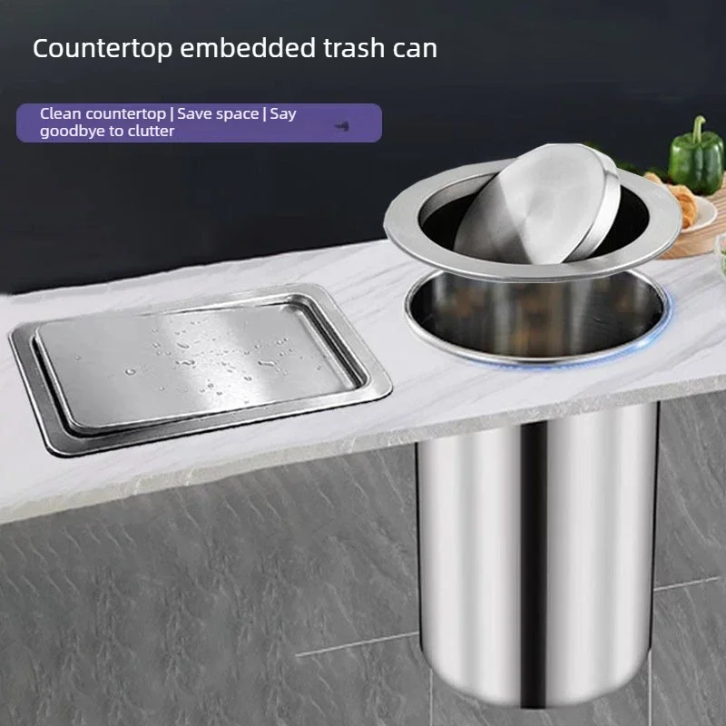 Food Waste Disposers Kitchen Trash Can Countertop Recessed Stainless Steel Swing Lid Built-in Handle, Trash Can Lid, No Punching
Food Waste Disposers Kitchen Trash Can Countertop Recessed Stainless Steel Swing Lid Built-in Handle, Trash Can Lid, No Punching
