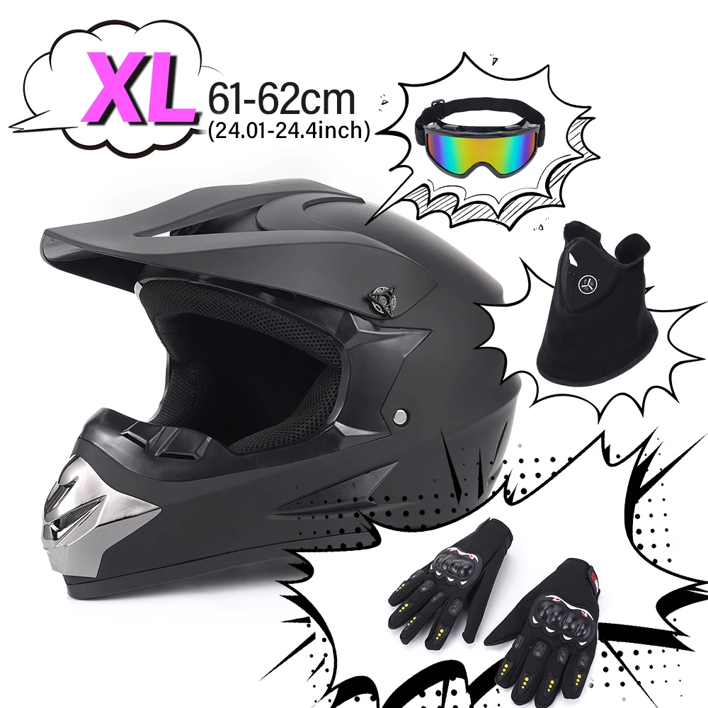 Offroad Motorbike Full Face Helmet ATV Motocross Racing Helmet with Protective Goggles For Man Woman Dirt Bike UTV Black DOT
Offroad Motorbike Full Face Helmet ATV Motocross Racing Helmet with Protective Goggles For Man Woman Dirt Bike UTV Black DOT