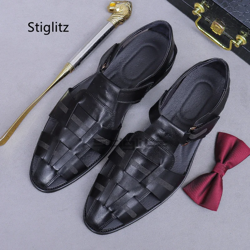 Full Grain Leather Men's Sandals Round Toe Genuine Leather Buckle Breathable Hollow Gladiator Beach Shoes Casual Summer Shoes
Full Grain Leather Men's Sandals Round Toe Genuine Leather Buckle Breathable Hollow Gladiator Beach Shoes Casual Summer Shoes