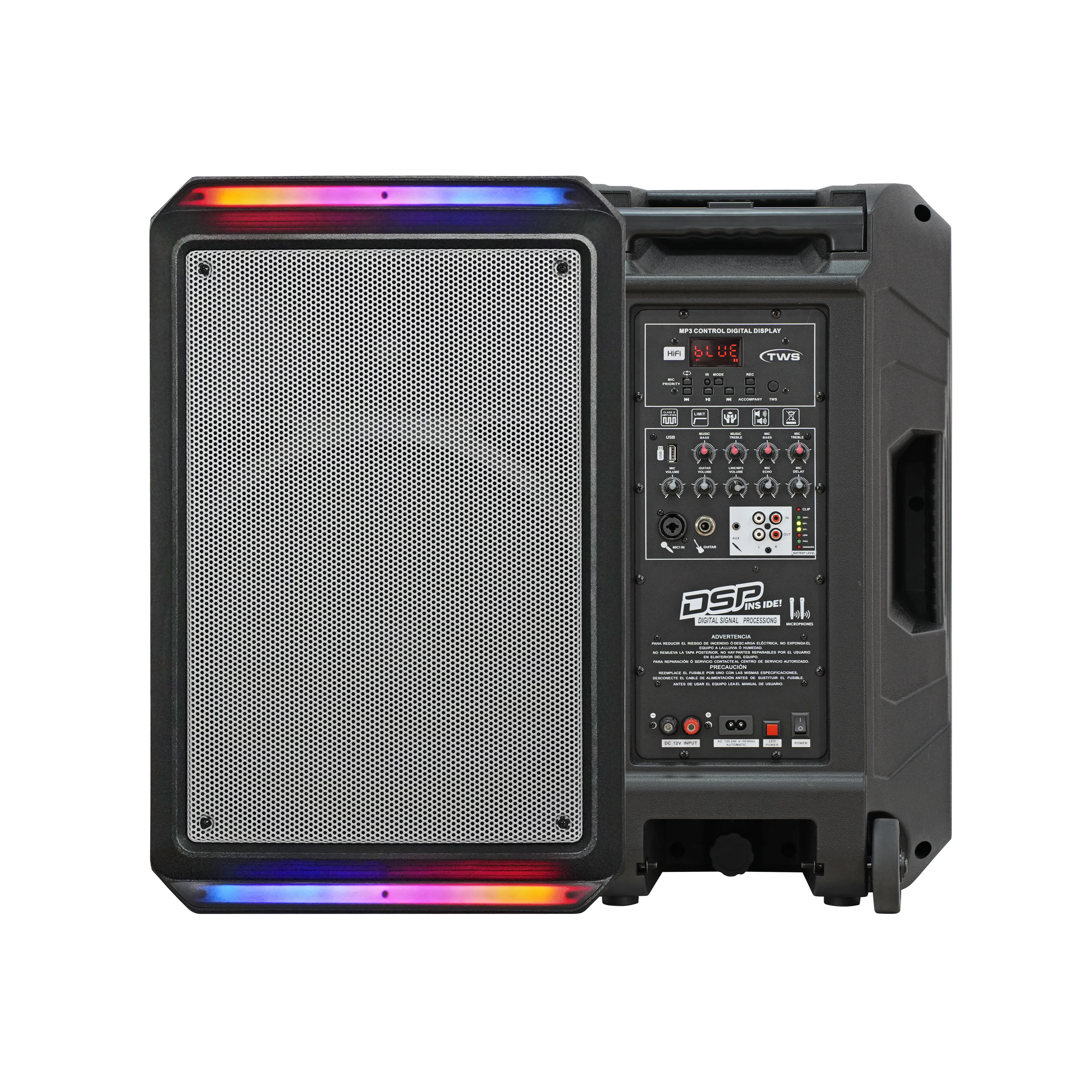 300W 15 Inch Portable Battery Party PA Speaker Sound System with Trolley and Wheel LED Light and Wired Microphone Bosina Palrant
300W 15 Inch Portable Battery Party PA Speaker Sound System with Trolley and Wheel LED Light and Wired Microphone Bosina Palrant