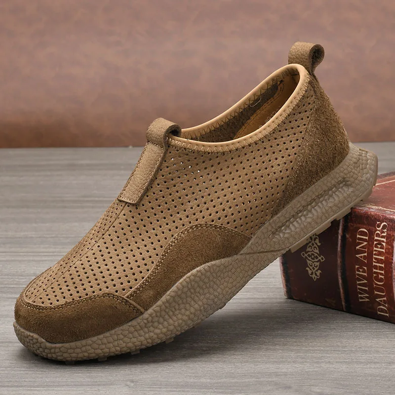 Men's Breathable Casual Sandals Leather Sports Shoes Comfortable Slip-On Rubber Outsole Hollow Design Airy Summer Footwear
Men's Breathable Casual Sandals Leather Sports Shoes Comfortable Slip-On Rubber Outsole Hollow Design Airy Summer Footwear