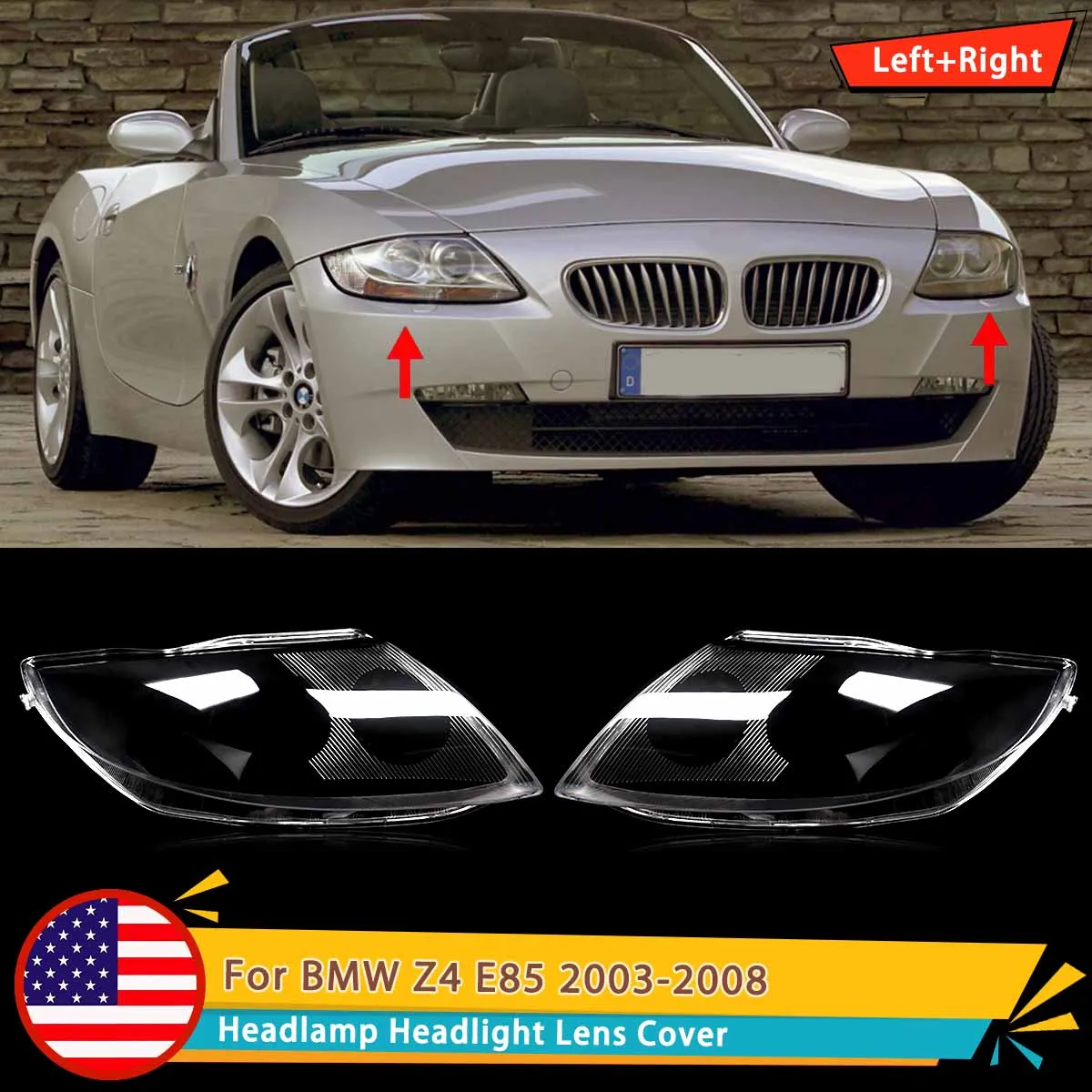 Left & Right Auto Front Headlight Cover Lens Transparent Glass Headlamps Lampshade Lamp Shell Fits BMW Z4 E85 2003-2008 Clear
Left & Right Auto Front Headlight Cover Lens Transparent Glass Headlamps Lampshade Lamp Shell Fits BMW Z4 E85 2003-2008 Clear