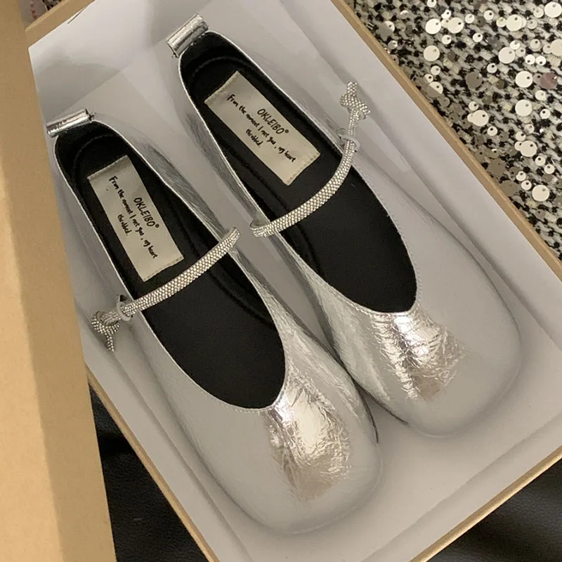 Женские туфли на плоской подошве, Элегантные Туфли Мэри Джейн с круглым носком и кристаллами, мягкие классические туфли на плоской подошве, Новинка осени 2024 
Женские туфли на плоской подошве, Элегантные Туфли Мэри Джейн с круглым носком и кристаллами, мягкие классические туфли на плоской подошве, Новинка осени 2024