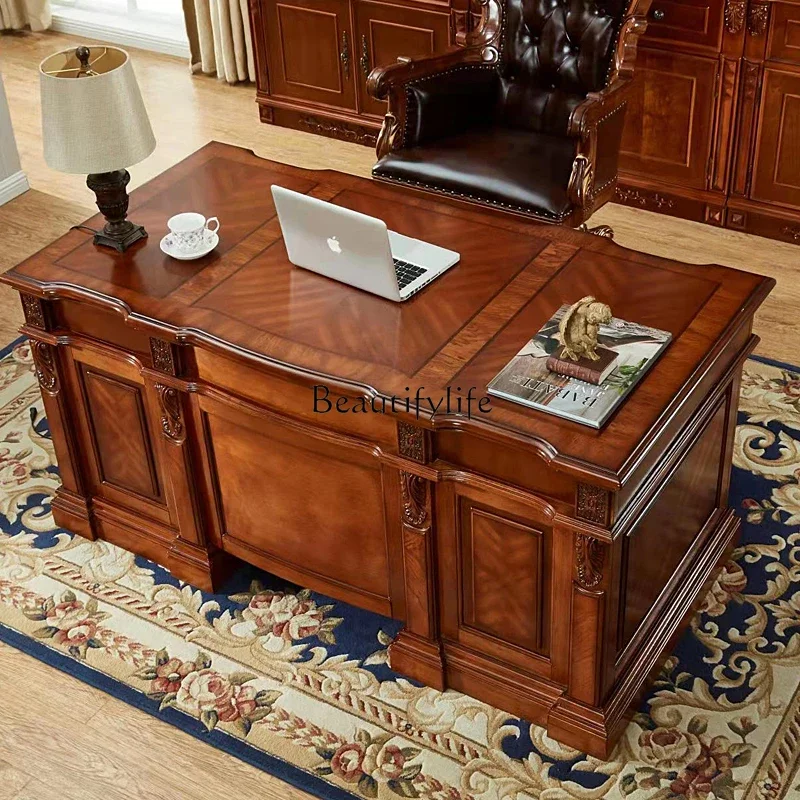 FG28American solid wood desk European luxury classical villa desk study desk 
FG28American solid wood desk European luxury classical villa desk study desk