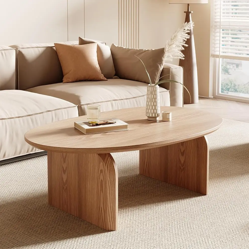 Modern Oval Coffee Table, Small Coffee Tables for Living Room - Oak Wood Top with Solid Legs, Wooden Center Table Easy Assem
Modern Oval Coffee Table, Small Coffee Tables for Living Room - Oak Wood Top with Solid Legs, Wooden Center Table Easy Assem