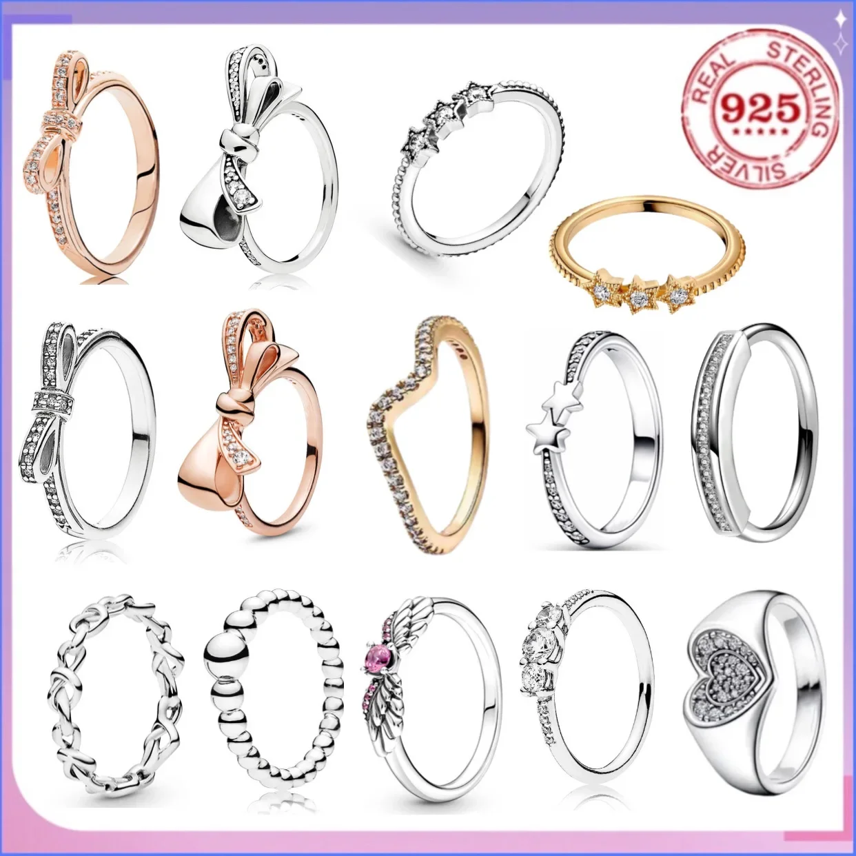 Hot-selling 925% sterling silver angel wing bow star zircon stacked ring high-end jewelry for women's wedding and engagement
Hot-selling 925% sterling silver angel wing bow star zircon stacked ring high-end jewelry for women's wedding and engagement